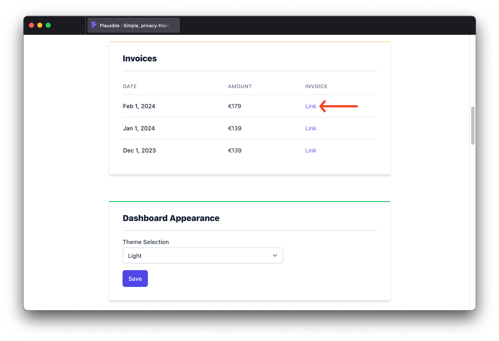 Download Plausible invoice