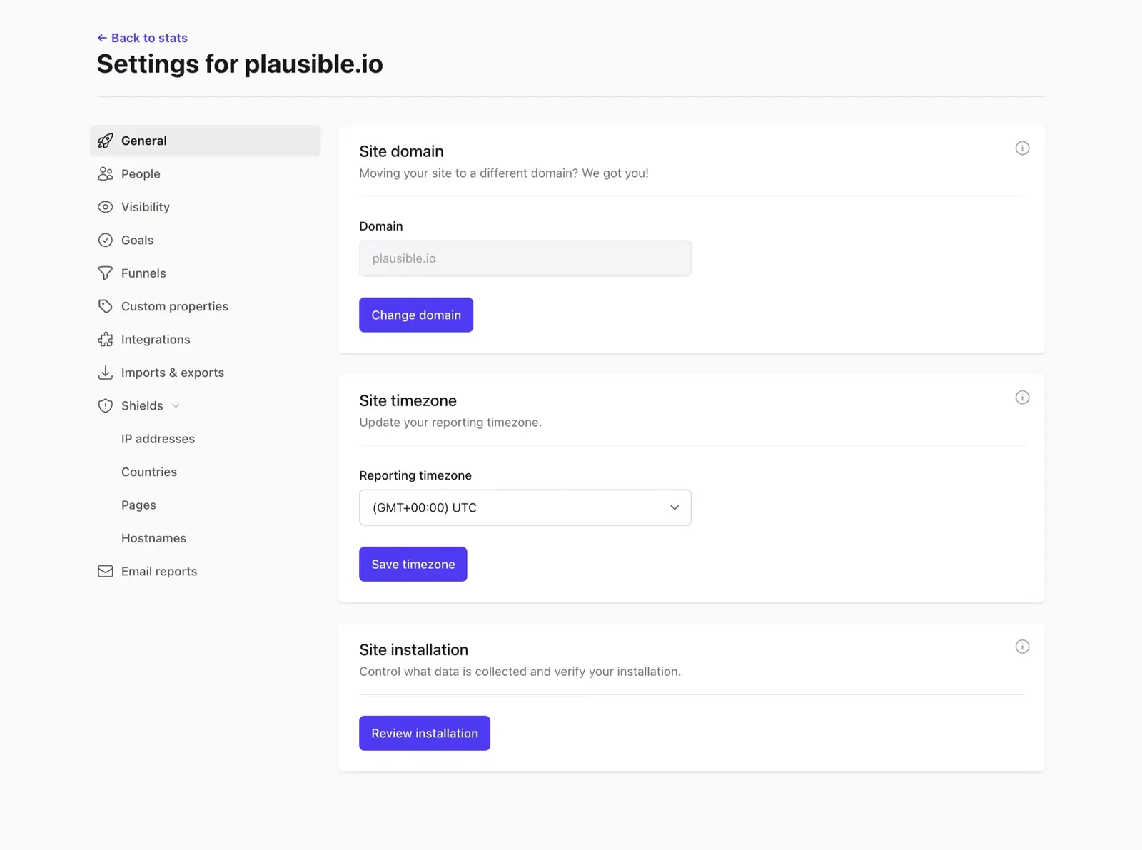 Change domain name in Plausible